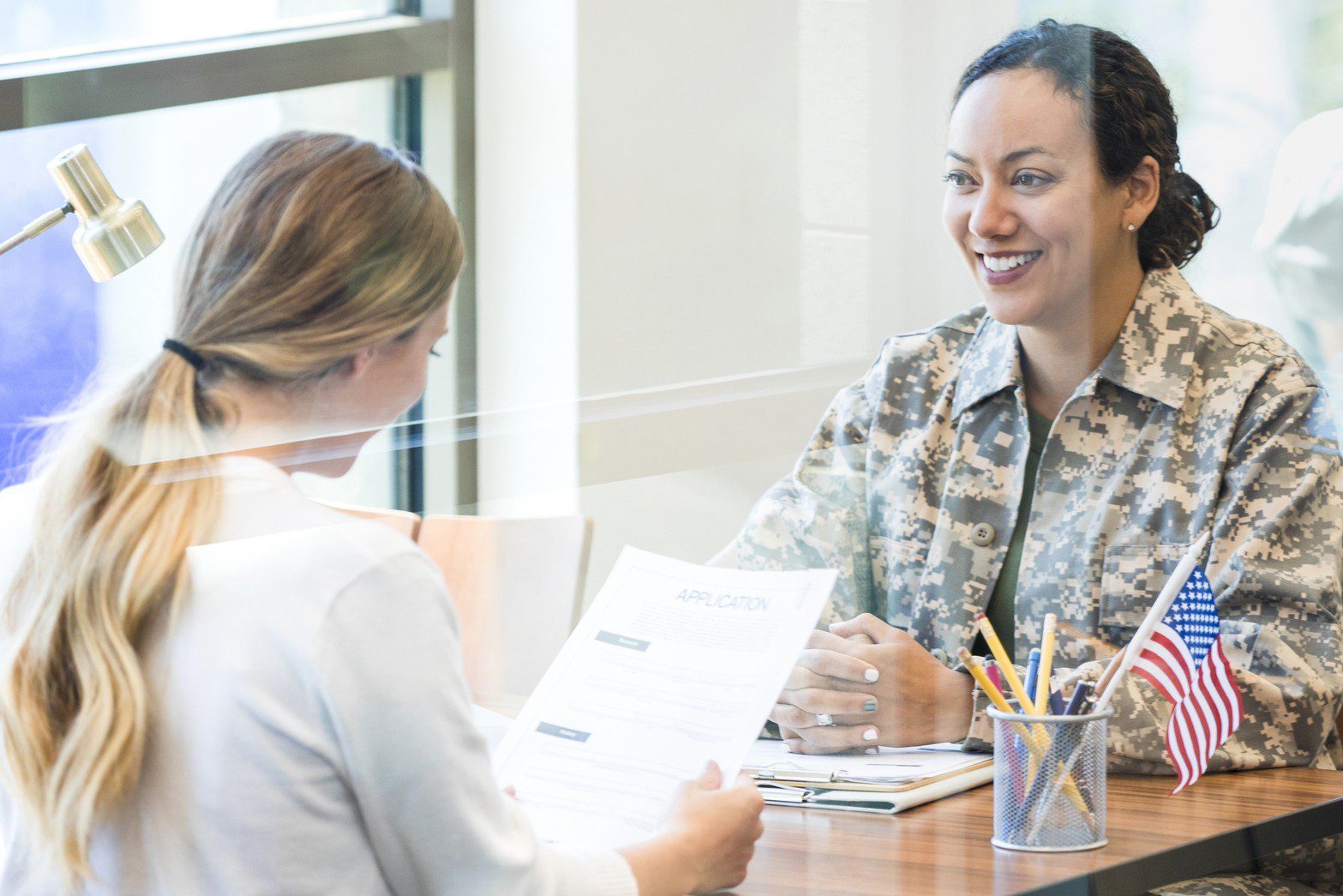 Job interview with military personnel